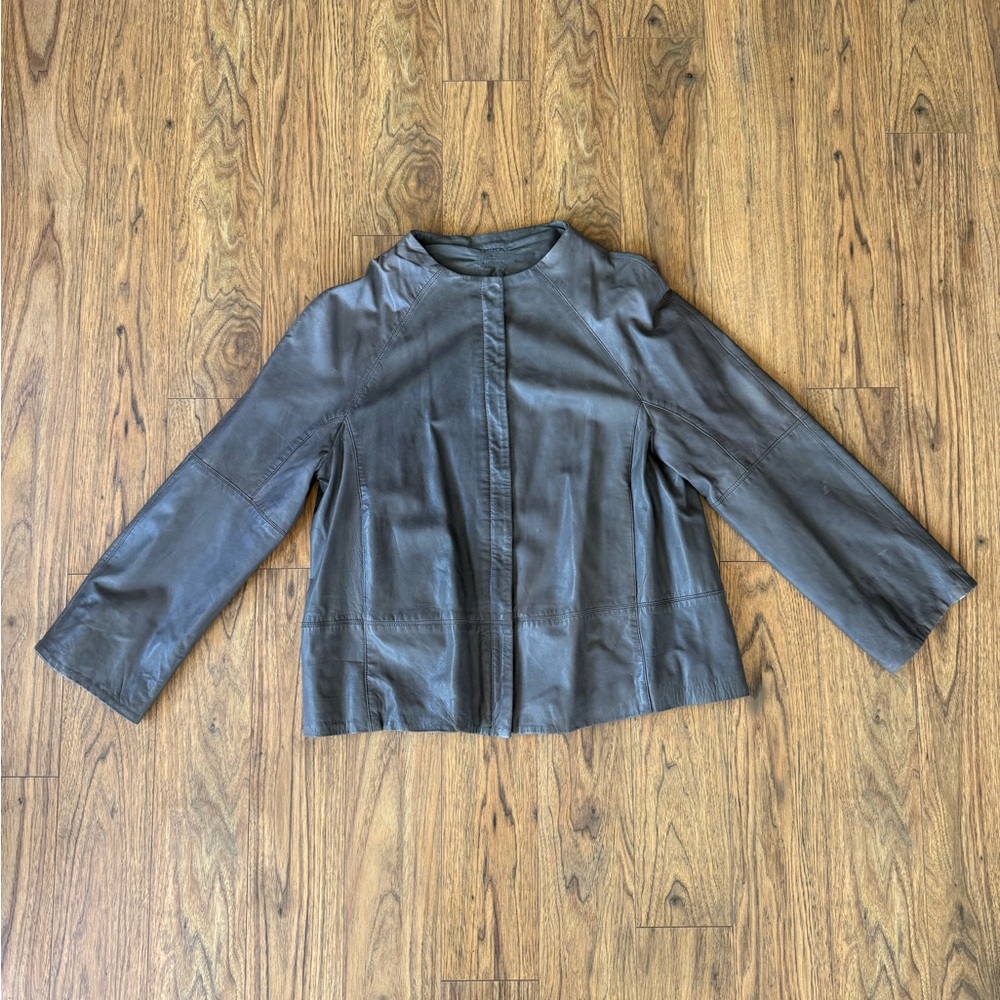 OSKA Women's Grey Leather Jacket, Size 10/12